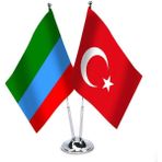 Asilmeydan Dağıstan Türkiye İkili Saten Masa Bayrağı