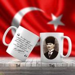 Asilmeydan Elips Kalpaklı Mustafa Kemal Atatürk Portresi - Atatürk'ün Sözleri -Kupa Bardak