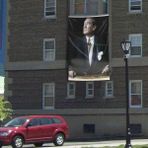 Asilmeydan Göğe Bakan Mustafa Kemal Atatürk Cephe Poster Bayrak 300x450cm -3x4,5 metre - 300 x 450 cm