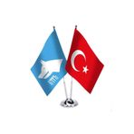Asilmeydan Göktürkçe Türk Yazısı Ve Türkiye - Ikili Saten Masa Bayrağı