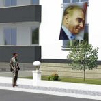 Asilmeydan Gülümseyen Mustafa Kemal Atatürk Yan Portre Dış Poster Cephe Bayrağı