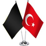 Asilmeydan Harezmşahlar Devleti ve Türkiye İkili Saten Masa Bayrağı
