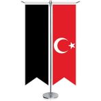 Asilmeydan Harzemşah Bayrağı 17 Eski Türk Devletleri ve Türkiye Kırlangıç Saten T Direk Masa Bayrağı 2'li