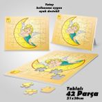 Asilmeydan Hobi Ay Kanatlı Melek Kız Çocuğu Ayak Destekli Çerçeveli 42 Parça Puzzle Yapboz Tablo
