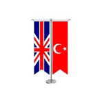 Asilmeydan Ingiltere Birleşik Krallığı Ve Türkiye Bayrağı - Kırlangıç - Saten T Direk 2li Masa Bayrağı