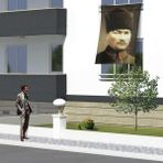 Asilmeydan Kalpaklı Mustafa Kemal Atatürk Cephe Poster Bayrak -1,5x2,25 Metre - Renkli
