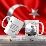 Asilmeydan Kaptan Şapkasıyla Mustafa Kemal Atatürk - Atatürk'ün Sözleri -Kupa Bardak
