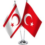 Asilmeydan Kuzey Kıbrıs Türkiye İkili Saten Masa Bayrağı
