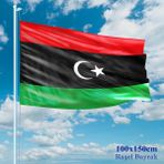 Asilmeydan Libya Bayrağı - 100X150 cm (1 Metre x 1,5 Metre) - Raşel Kumaş - Renkli