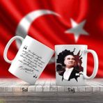 Asilmeydan Mustafa Kemal Atatürk Ayyıldız -Türk Bayrağı - Atatürk'ün Sözleri -Kupa Bardak