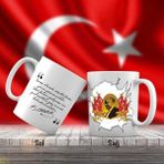 Asilmeydan Mustafa Kemal Atatürk Silüeti -Ay Yıldız Bayraklar - Atatürk'ün Sözleri -Kupa Bardak