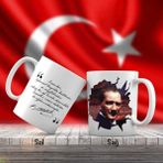 Asilmeydan Mustafa Kemal Atatürk'ün Yan Portresi - Atatürk'ün Sözleri -Kupa Bardak
