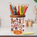 Asilmeydan Sevimli Kawaii Bebekler Ahşaplı Seramik Kalemlik - 280-209 - Renkli
