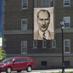 Asilmeydan Sivil Gazi Mustafa Kemal Atatürk -Modern Takım Elbiseli Poster Cephe Bayrak - 300X450CM - Renkli