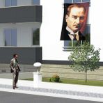 Asilmeydan Sivil Gazi Mustafa Kemal Atatürk Portre Poster Cephe Bayrağı - 1,5x2,25 Metre - Renkli