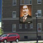 Asilmeydan Sivil Gazi Mustafa Kemal Atatürk Portre Poster Cephe Bayrağı - 3x4,5 Metre - Renkli