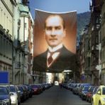Asilmeydan Sivil Gazi Mustafa Kemal Atatürk Portre - Poster Dış Cephe Bayrağı - 4x6 Metre - Renkli