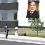 Asilmeydan Sivil Mustafa Kemal Atatürk Portre Poster Cephe Bayrağı - 1,5x2,25 Metre - Renkli