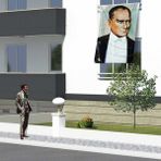 Asilmeydan Sivil Mustafa Kemal Atatürk Portre Poster Cephe Bayrağı -Bayrak -1,5x2,25 Metre - Renkli
