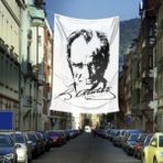 Asilmeydan Siyah-Beyaz Gazi Mustafa Kemal Atatürk Silüeti Poster Bayrağı- 4x6 Metre - Renkli