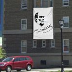 Asilmeydan Siyah - Beyaz Gazi Mustafa Kemal Atatürk Silüeti Poster Bayrak - 3x4,5 Metre - Renkli