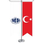 Asilmeydan T.C. Maliye Bakanlığı ve Türkiye Kırlangıç Saten T Direk Masa Bayrağı 2'li