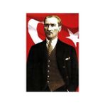 Asilmeydan Takım Elbiseli Sivil Gazi Mustafa Kemal Atatürk - Portre- Ay Yıldız -Poster Cephe Bayrak - 300X450CM - Renkli