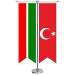 Asilmeydan Tataristan Cumhuriyeti Bayrağı ve Türkiye Kırlangıç Saten T Direk Masa Bayrağı 2'li