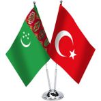 Asilmeydan Türkmenistan Türkiye İkili Saten Masa Bayrağı