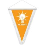 Asilmeydan Turuncu Ak Parti-Saten Hatıra Üçgen Flama Bayrak - Renkli