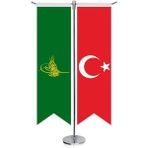 Asilmeydan Yeşil Osmanlı Tuğrası Bayrağı ve Türkiye Kırlangıç Saten T Direk Masa Bayrağı 2'li