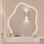 Asimetrik Bulut Şeklinde LED Banyo Aynası, Buğu Önleyici, Dokunmatik Anahtar, Tasarım, Üç Renkli Işık, Modern Dekor (71,1 x 50,8 cm) (36"x28")