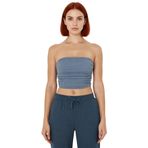 Asimetrik Kesim Straplez Bluz Esnek Örme Günlük Tarz Şık Görünüm Trend Tasarım_Indigo-L