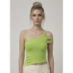Asimetrik Tek Omuz Triko Crop Bluz - Standart - Yeşil