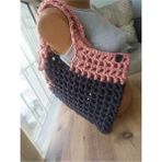 Asimetrik Yazlık File Çanta Omuz - Kol Handmade - orta - Füme - Somon