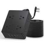 Aşırı Gerilim Koruyucu Güç Şeridi, olcorife Ultra İnce Düz Fiş Uzatma Kablosu 1,5 m, 8 Çıkışlı 4 USB Bağlantı Noktası (1 USB C), 1080J, Duvara Montaj Prizi Uzatıcı, Üniversite Yurt Odası Temelleri,