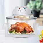 Asixxsix 12L Cam Hava Fritöz, 65 ℃ Ila 250 ℃ Ayarlanabilir Sıcaklık, 360 Derece Görünür Oilless Gıda Fritöz Ocak Patates kızartması Için zamanlayıcı, Tavuk, Biftek, Balık Karides, Sebze (AB fiş 220v)