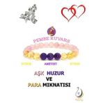 Aşk Huzur ve Para Mıknatısı Bileklik (Ametist, Pembe Kuvars, Sitrin)