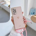 Aşk Kalp Çapraz Askılı Askılı Telefon Kılıfı Samsung Galaxy S21 S20 S22 S23 S24 S10 S9 S8 Note 10 20 Plus Ultra Fe Kapak, Pembe Askılı, Samsung S8 için