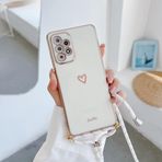 Aşk Kalp Çapraz Askılı Askılı Telefon Kılıfı Samsung Galaxy S21 S20 S22 S23 S24 S10 S9 S8 Note 10 20 Plus Ultra Fe Kılıfı, Askılı Beyaz, Samsung S24 Plus İçin