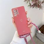 Aşk Kalp Çapraz Askılı Askılı Telefon Kılıfı Samsung Galaxy S21 S20 S22 S23 S24 S10 S9 S8 Note 10 20 Plus Ultra Fe Kılıfı, Kırmızı Askılı, Samsung S10 Plus için
