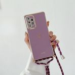 Aşk Kalp Çapraz Askılı Askılı Telefon Kılıfı Samsung Galaxy S21 S20 S22 S23 S24 S10 S9 S8 Note 10 20 Plus Ultra Fe Kılıfı, Mor Askılı, Samsung Note 20 İçin