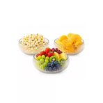 Aşkana 3’Lü Cam Kase Seti, 14 Cm, Çizgili Dekoratif Cam Kase, Meyvelik, Çerezlik, Salata Kasesi, Sunumluk