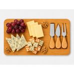 Aşkana Bambu Peynir Sunum Tahtası Seti,3lü Aparatlı, 4 Parça,ahşap Servis,şarküteri, Kahvaltı Sunum TABAĞI,38X17 cm
