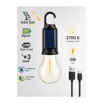 Aşkana Taşınabilir Askılı Ampul Kamp Lambası,Solar Ve Usb Type-C Şarjlı Led Ampul Lamba,Su Geçirmez,İç/Dış Mekan,Kamp,Çadır,Bahçe,Aydınlatma