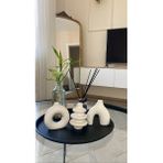 Askar Decor 10 cm Minimal Vazo Set 3'Lü Bohem Biblo Minyatür Dekoratif Vazo - Beyaz