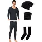 Asker Kolisi Lüx Siyah Termal Içlik Takımı Polar Bere Boyunluk Termal Çorap Seti - 3XL