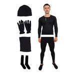 Asker Kolisi Siyah Termal Içlik Takımı Polar Bere Boyunluk Eldiven Havlu Çorap Seti - 2XL