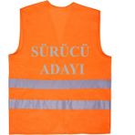 Asker Vadisi Sürücü Adayı Yazılı Turuncu Renk Reflektörlü Ikaz Yeleği x 3 Adet