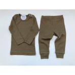 Asker Yeşili Fitilli Modal Pijama Takımı - Renkli - 9 - 12 Ay